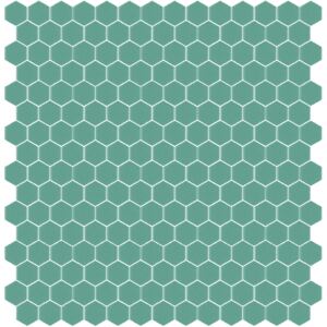 Hisbalit Obklad mozaika skleněná zelená 222A MAT hexagony hexagony 2,3x2,6 (33,33x33,33) cm - HEX222AMH