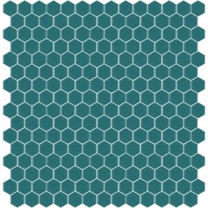 Hisbalit Obklad mozaika skleněná zelená 127A MAT hexagony hexagony 2,3x2,6 (33,33x33,33) cm - HEX127AMH