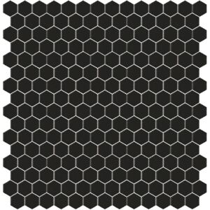 Hisbalit Obklad mozaika skleněná černá 101C MAT hexagony hexagony 2,3x2,6 (33,33x33,33) cm - HEX101CMH