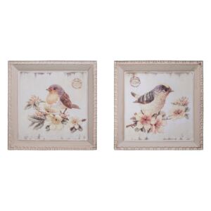 Set 2 ks obrázků Antic Line Oiseaux, 27 x 27 cm
