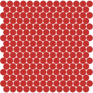 Hisbalit Obklad mozaika skleněná červená 176F MAT kolečka kolečka prům. 2,2 (33,33x33,33) cm - KOL176FMH