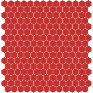Hisbalit Obklad mozaika skleněná červená 176F MAT hexagony hexagony 2,3x2,6 (33,33x33,33) cm - HEX176FMH