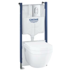 Grohe - Sada pro závěsné WC + klozet a sedátko softclose, rimless, tlačítko Arena Cosmopolitan, chrom