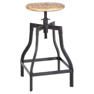Moebel Living Černá kovová barová židle židle Gnom s dřevěným sedákem