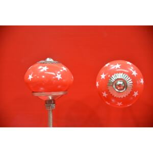 ART-STYLE Porcelánová úchytka červená, hvězdy, průměr 40mm