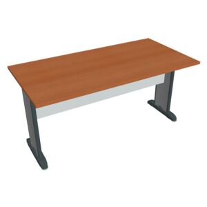 Stůl jednací rovný 160 cm - Hobis Cross CJ 1600 Dekor stolové desky: třešeň, Dekor lamino podnože: šedá, Barva nohou: černá