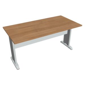Stůl jednací rovný 160 cm - Hobis Cross CJ 1600 Dekor stolové desky: višeň, Dekor lamino podnože: šedá, Barva nohou: Stříbrná