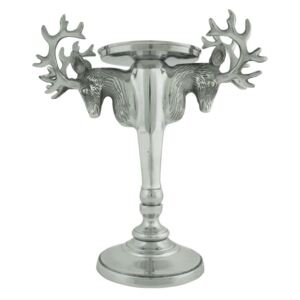 Stříbrný kovový barokní svícen s jeleny - 28*15*33cm