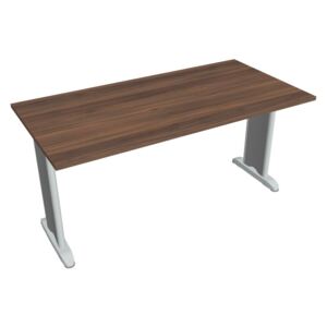 Stůl jednací rovný 160 cm - Hobis Flex FJ 1600 Dekor stolové desky: ořech, Barva nohou: Stříbrná