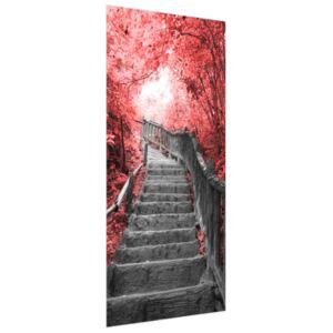 Samolepící fólie na dveře Schody v červeném lese 95x205cm ND3342A_1GV