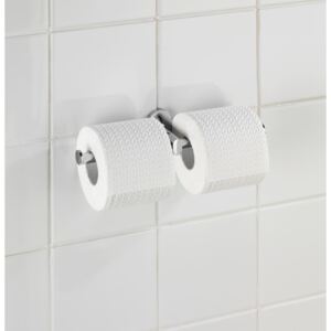 WENKO BEZ VRTÁNÍ PowerLoc RICO - Držák WC papíru dvojitý, kovově lesklý