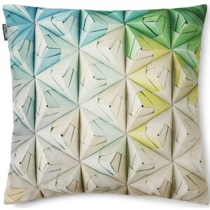 SNURK Bavlněný Geogami/origami polštář, zeleno modrá, 50x50cm