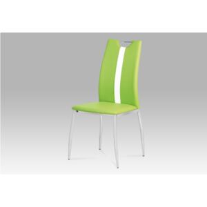 Jídelní židle koženka zelená / chrom AC-1296 LIM