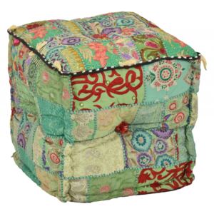 Taburet, Rajastan ari zari, patchwork, čtvercový, 45x45x43cm