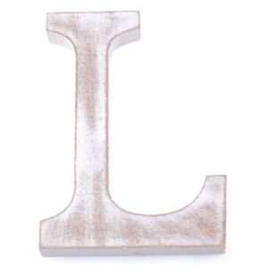 Dřevěná písmena abecedy vintage - 12 "L" bílá přírodní