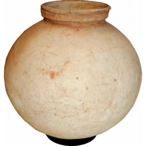 Industrial style, Hliněná váza se železným prstencem 39 x32 cm (751)