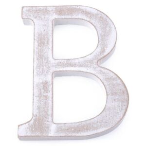 Dřevěná písmena abecedy vintage - 2 "B" bílá přírodní