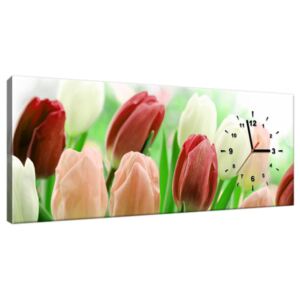 Obraz s hodinami Červené tulipány 100x40cm ZP2181A_1I