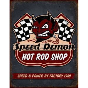 Plechová cedule: Speed Demon (Hot Rod Shop) - 40x30 cm