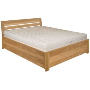 Manželská postel z dubového dřeva s vyklápěcím roštem a úložným prostorem