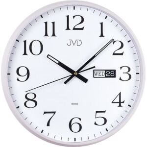 Netikající tiché nástěnné hodiny JVD sweep HP671.1 s datumovkou