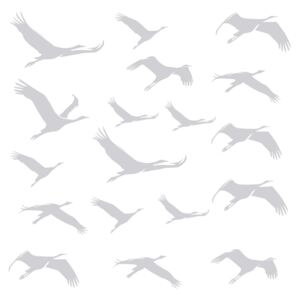 Samolepky na zeď- Ptáci v letu Barva: světle šedá 072, Rozměr: 15 ptáků od 5x3 do 13x8 cm