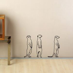 Surikaty, samolepky na zeď Barva: černá 070, Rozměr: 3x surikata 9 x 35, 13 x 34 a 19 x 33 cm