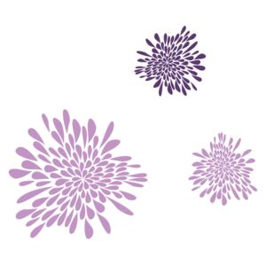 Samolepky na zeď- Květy abstraktní Barva: fialová 042+ fialová 040, Rozměr: 3x květy 61x57, 31x30 a 30x32 cm