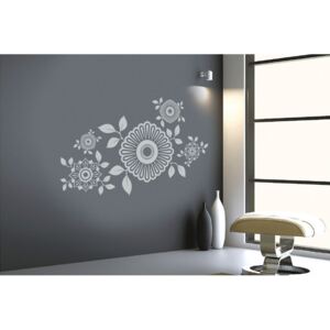 Samolepka na zeď- Kamon Barva: světle šedá 072, Rozměr: Kamon 5 květin ve velikosti 18 x 15 cm až 63 x 51 cm