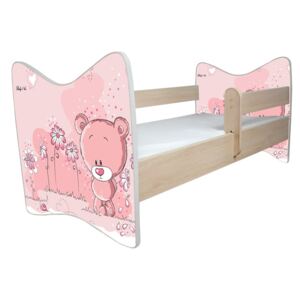 Dětská postel DELUXE - RŮŽOVÝ MEDVÍDEK 138x64 cm