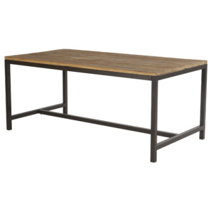 Jídelní stůl s dřevěnou deskou 180x90 cm s černou kovovou podnoží DO204
