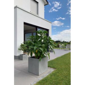 Samozavlažovací květináč BLOCK 40, sklolaminát, 40x40x40, beton design
