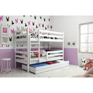 Dětská patrová postel z borovicového dřeva v bílé barvě F1274