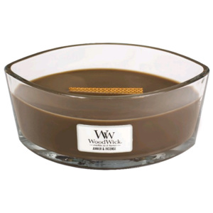Vonná svíčka WoodWick v dekorativní váze Amber & incense - Ambra a kadidlo 453,6 g