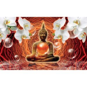 Postershop Obraz na plátně: Budha a bílé orchideje (2) - 75x100 cm