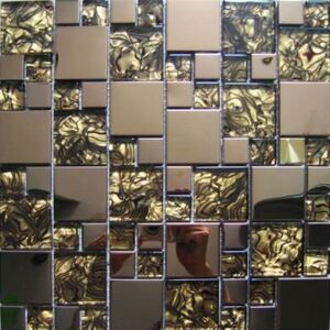 Maxwhite JSM-JC013 Mozaika skleněná, nerez, bronzová, hnědá, kovová metal 29,7x29,7 cm