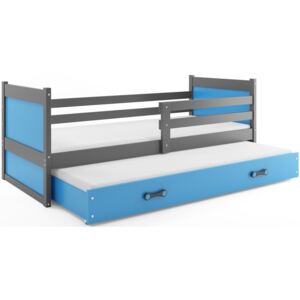 B2b1 BMS-group Dětská postel s přistýlkou RICO 2 80x190 cm, grafitová/modrá Pěnová matrace