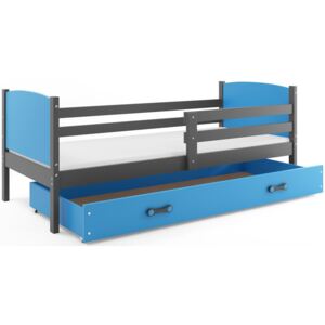 B2b1 BMS-group Dětská postel TAMI 1 80x190 cm, grafitová/modrá Pěnová matrace