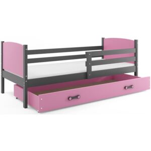 B2b1 BMS-group Dětská postel TAMI 1 80x190 cm, grafitová/růžová Pěnová matrace