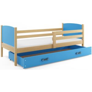 B2b1 BMS-group Dětská postel TAMI 1 90x200 cm, borovice/modrá Pěnová matrace