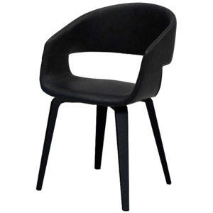 Jídelní židle s čalouněním v černé ekokůži na černé dřevěné podnoži SET 2 ks DO113