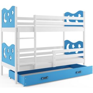 B2b1 BMS-group Patrová postel MIKO 80x190 cm, bílá/modrá Pěnová matrace