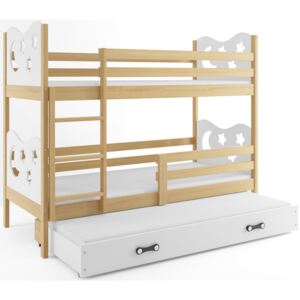B2b1 BMS-group Patrová postel s přistýlkou MIKO 3 80x190 cm, borovice/bílá Pěnová matrace