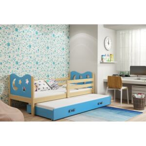 B2b1 BMS-group Dětská postel s přistýlkou MIKO 2 80x190 cm, borovice/modrá Pěnová matrace