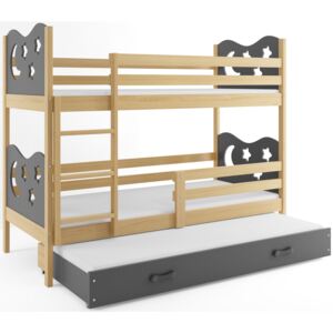 B2b1 BMS-group Patrová postel s přistýlkou MIKO 3 80x190 cm, borovice/grafitová Pěnová matrace