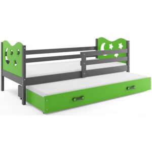 B2b1 BMS-group Dětská postel s přistýlkou MIKO 2 80x190 cm, grafitová/zelená Pěnová matrace