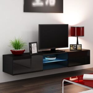 Nástěnný TV stolek CAMA VIGO 180 GLASS, černý SKLADEM 1ks (Moderní)