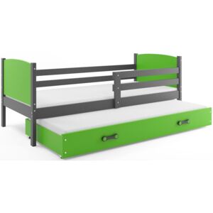 B2b1 BMS-group Dětská postel s přistýlkou TAMI 2 80x190 cm, grafitová/zelená Pěnová matrace