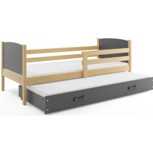 B2b1 BMS-group Dětská postel s přistýlkou TAMI 2 90x200 cm, borovice/grafitová Pěnová matrace