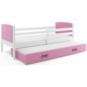 B2b1 BMS-group Dětská postel s přistýlkou TAMI 2 80x190 cm, bílá/růžová Pěnová matrace
